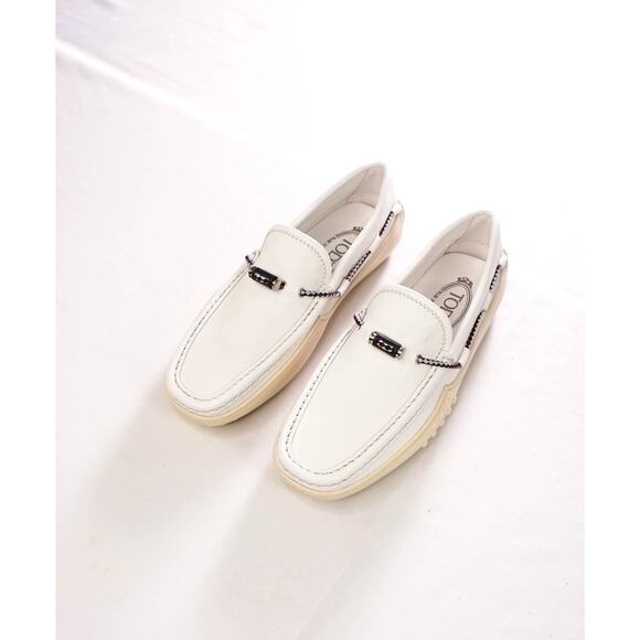 $995 TOD\'S - White Leather Driving Loafers - US 7 (6UK) main image 5